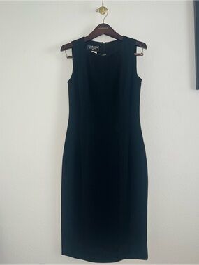 Vintage Chanel Boutique Fall 1996 Black Wool Sheath Dress, FR 34